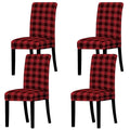 Whaline Buffalo Check Chair Covers Red Black Plaid Dining Chair Slipcovers Protector Removable Stretch Elastic Seat Covers for P