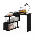Furinno Moore L-Shape Computer Desk with 3-Tier Shelves, Americano