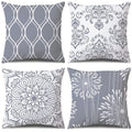 Coliuso Decorative Throw Pillow Covers 20x20 Set of 4, Gray and White Modern Simple Square Pillow Case Cushion Cover for Sofa Co