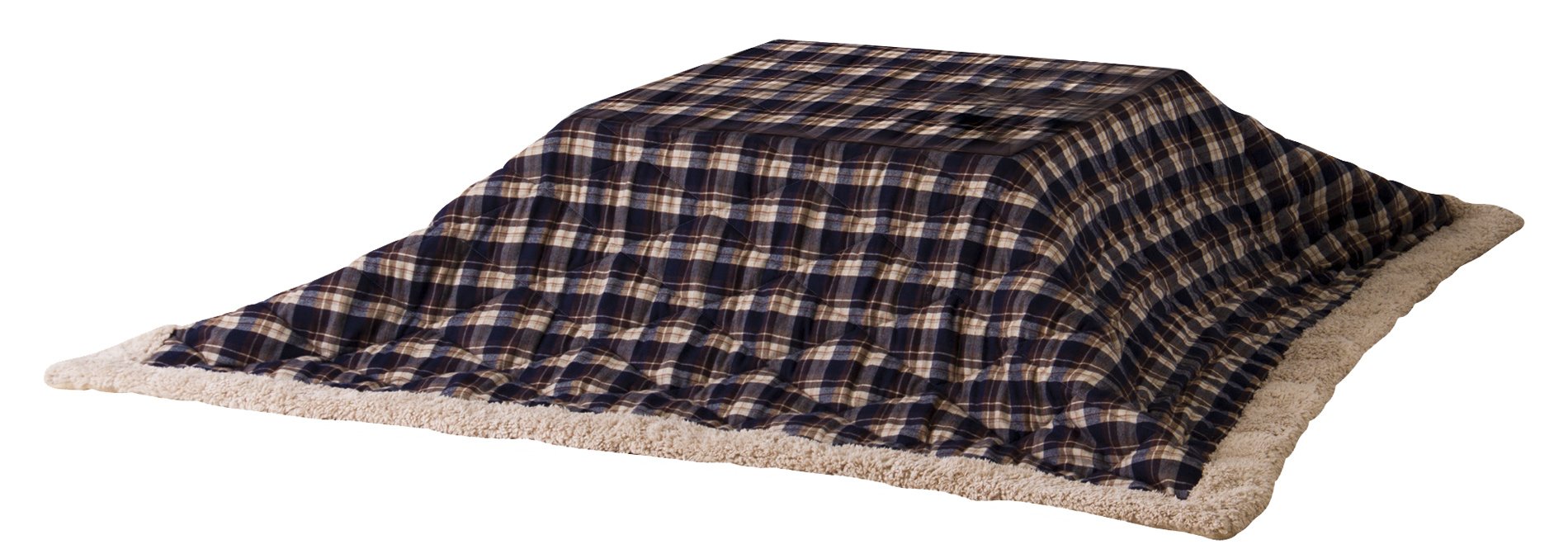 AZUMAYA KK-103BL Kotatsu Futon Comforter Square Shape W75 x D75 Inches, Polyester Fabric Material, Home and Living, Navy Checked