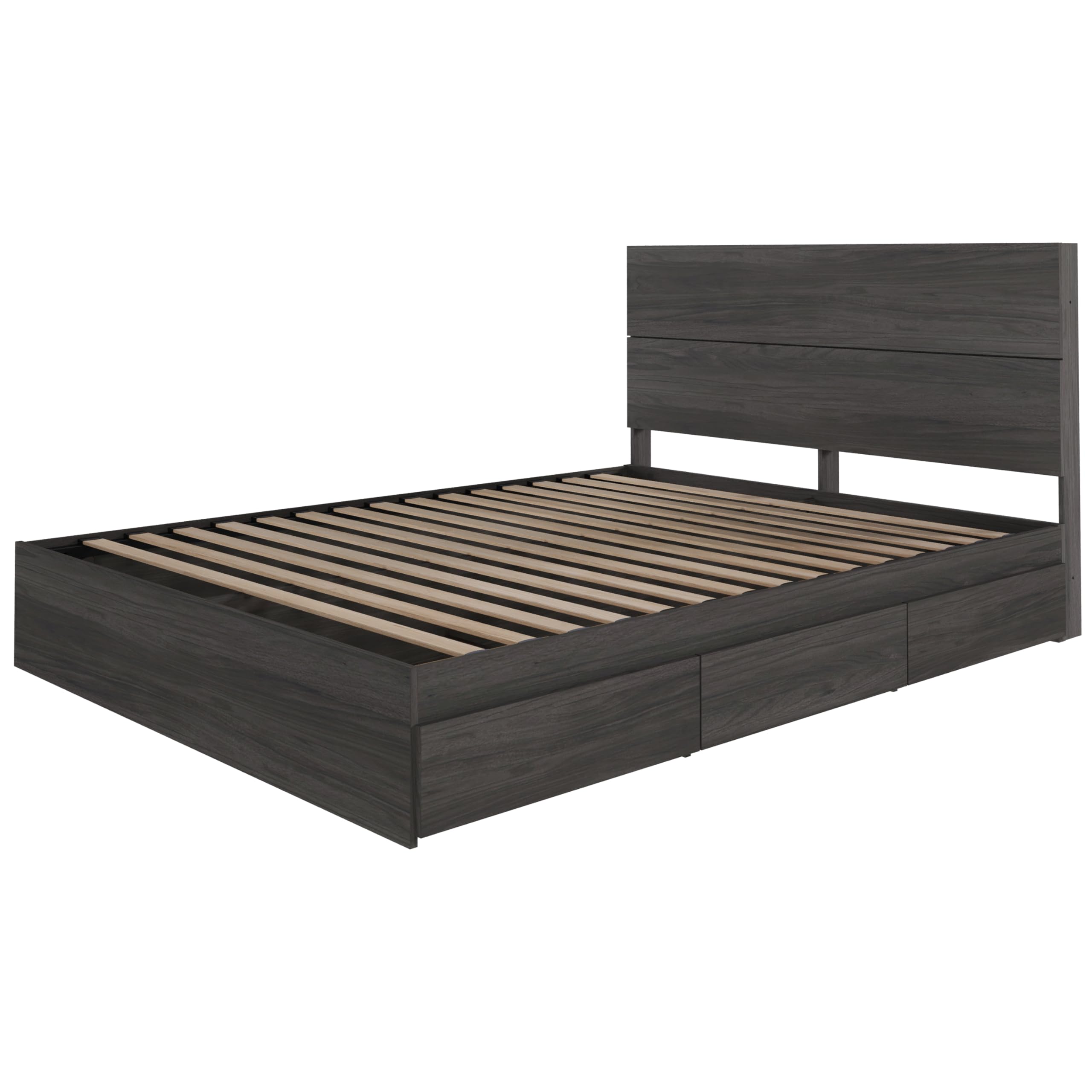 Nexera 2-Piece Bedset with Bed Frame and Headboard, Queen|Bark Grey
