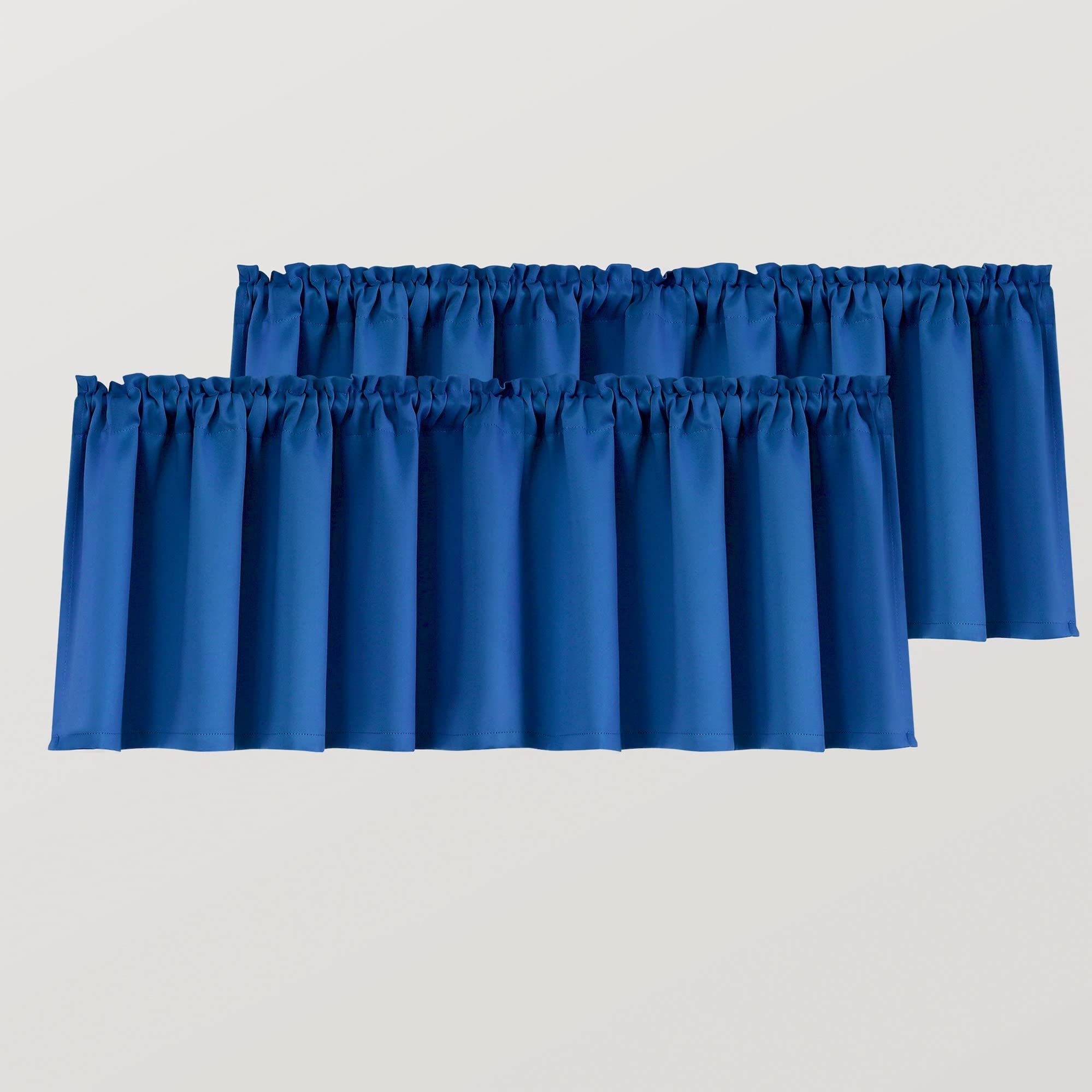 Mrs.Naturall Royal Blue Valances for Windows 2 Packs Room Darkening Thermal Insulated Light Blocking Valances Curtains for Boys 