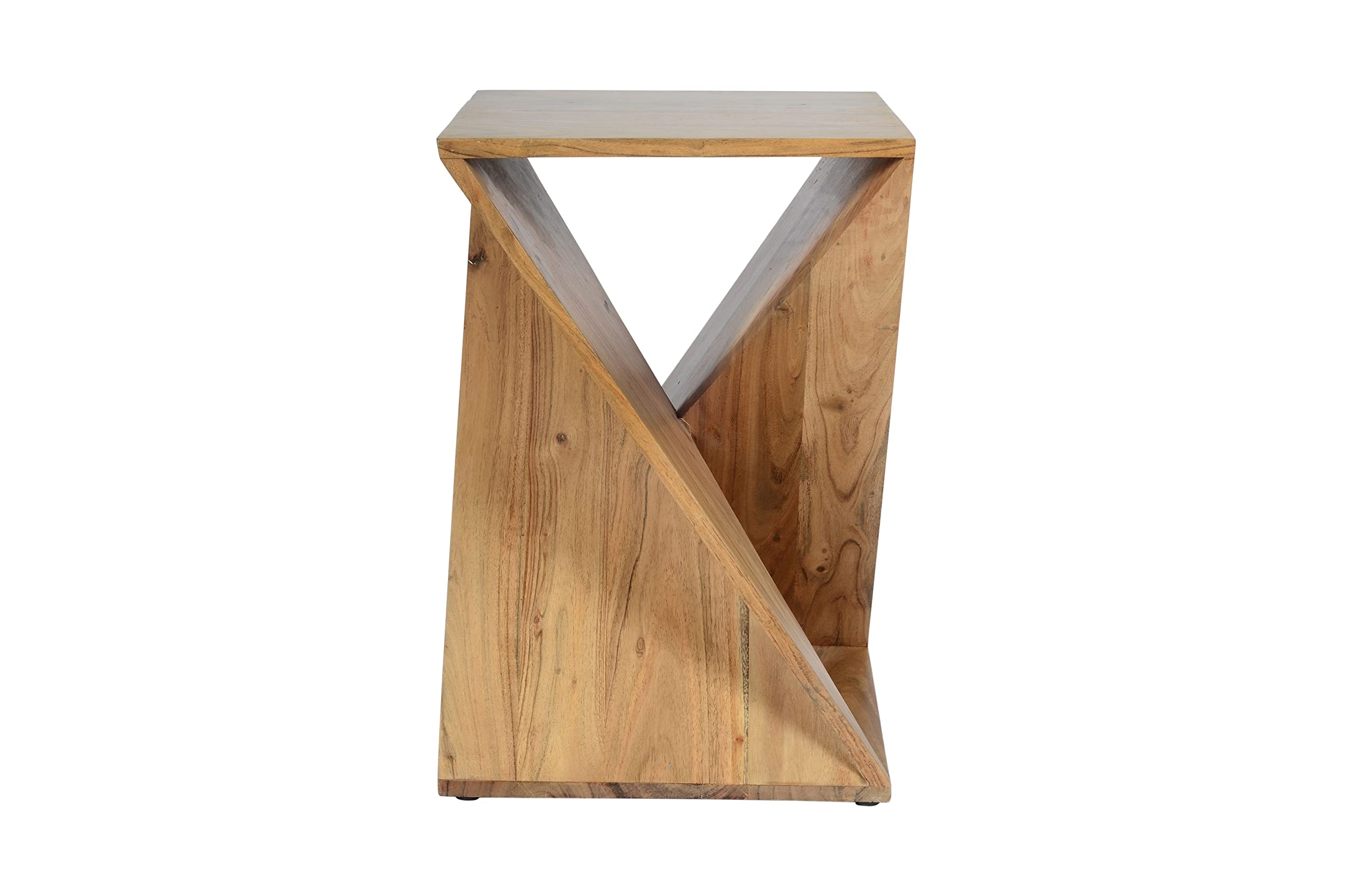 Jofran Solid Wood 16 x 16 x 24 Height Mid-Century Modern Angled Jasper Accent Nightstand End Table, Natural