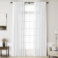 Nanspring White Extra Long Curtain 130 inches Long 2 Panels Set for Living Room Back Tab Modern Farmhouse Coastal Decor Cotton T