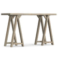 SIMPLIHOME Sawhorse SOLID WOOD 50 inch Wide Modern Industrial Console Sofa Table in Distressed Grey for the Living room Entryway