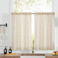 jinchan Boho Kitchen Curtains Linen Tier Curtains 45 Inch Long Bohemian Cafe Curtains Geometric Striped Small Window Curtains Fa