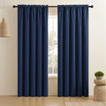CUCRAF Navy Blue Blackout Curtains 96 inch Length 2 Panels Set, Rod Pocket Room Darkening Drapes for Bedroom Living Room, Insula