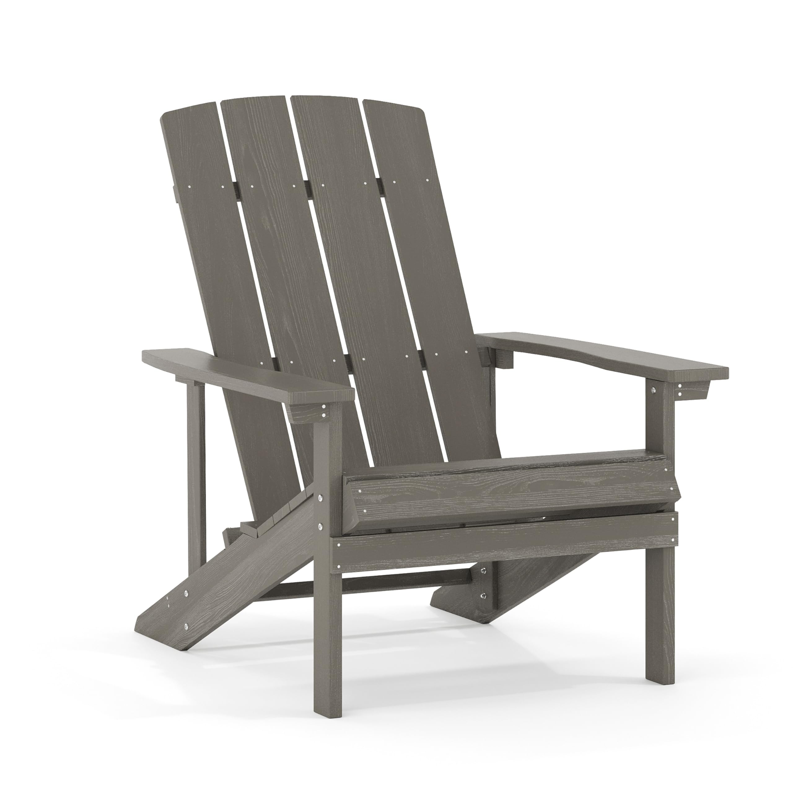 Flash Furniture Charlestown Indoor/Outdoor Faux Wood Adirondack Chair, Weather-Resistant Polyresin Patio Adirondack Chair with 3