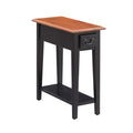 Leick Home 9017-SL One Drawer Narrow Side Table with Shelf, Medium Oak and Slate Black, 24 D x 10 W x 24 H