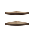 Danya B. Small Floating Wall Mount Laminate Corner Radial Accent Shelves (Set of 2) (Walnut)