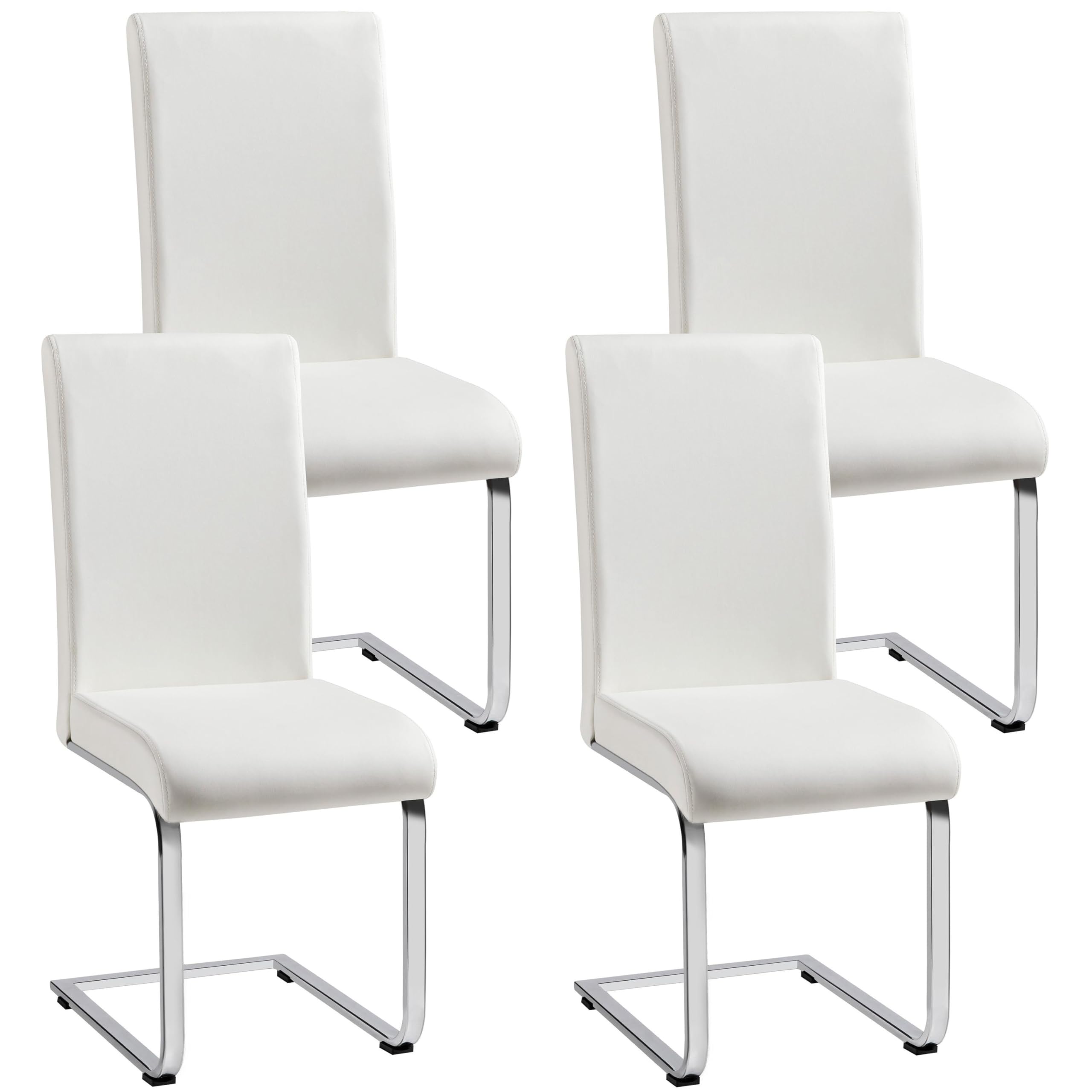 Yaheetech 4PCS Dining Chairs Modern Dining Room Chairs High Back Upholstered Armless Dining Chairs with Metal Legs Faux Leather 