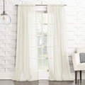 No. 918 Tayla Crushed Texture Semi-Sheer Rod Pocket Curtain Panel, 50 x 63, Cream Off-White