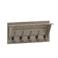 Flash Furniture Daly Wall Mounted Storage Rack - Weathered Solid Pine Wood - 24 Inch - Upper Shelf and 5 Hooks - For Entryway, K