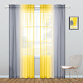 KOUFALL Yellow and Gray Curtains 84 Inch Length for Living Room Set of 2 Panels Rod Pocket Window Drapes Ombre Sunflower Colored
