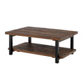 Alaterre Furniture Pomona Rustic Natural 48 Wide Coffee Table with Shelf, 400 lbs. Weight Capacity and Metal Legs for Living Roo