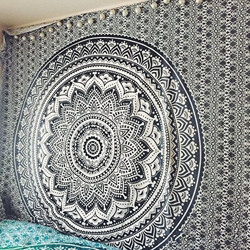 Popular Handicrafts Tapestry Wall Hanging Hippie Mandala Bohemian Hippy Intricate Indian Tapestries Bedspread 54 x 82 Inches (14