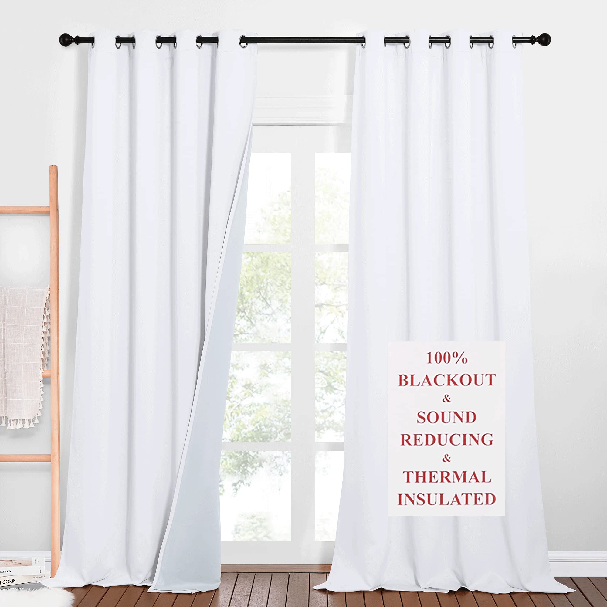 NICETOWN Noise Dampening Curtains for Large Window, Separating Wall Divider, Energy Smart & Full Blackout Drapes for Patio Door 