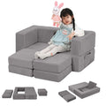MeMoreCool Modular Kids Couch, Corduroy Play Toddler Couch for Bedroom Playroom Furniture, Convertible Foam Kids Sofa Bed, Fold 