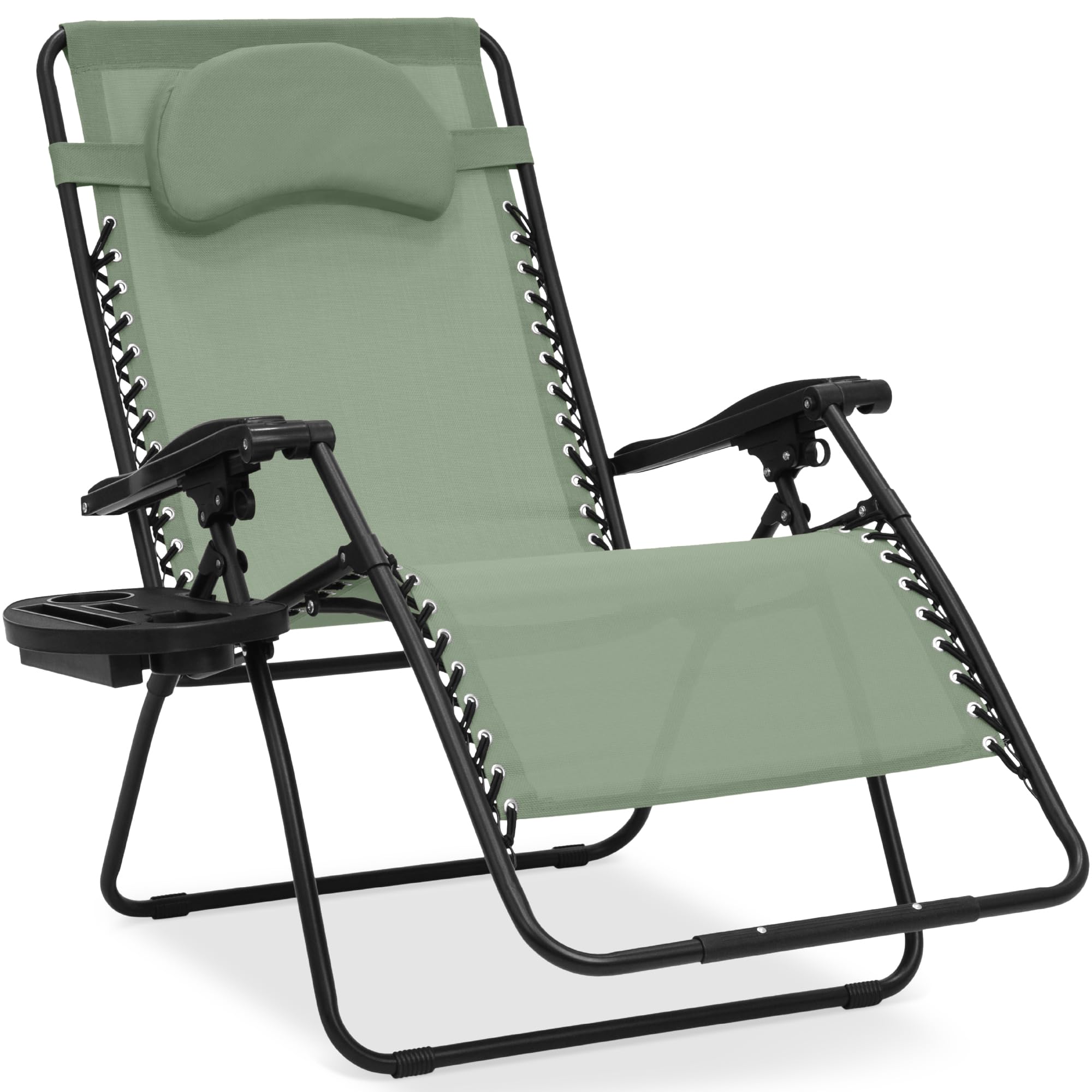 Best Choice Products Oversized Zero Gravity Chair, Folding Outdoor Patio Lounge Recliner w/Cup Holder Accessory Tray, Pillow - S