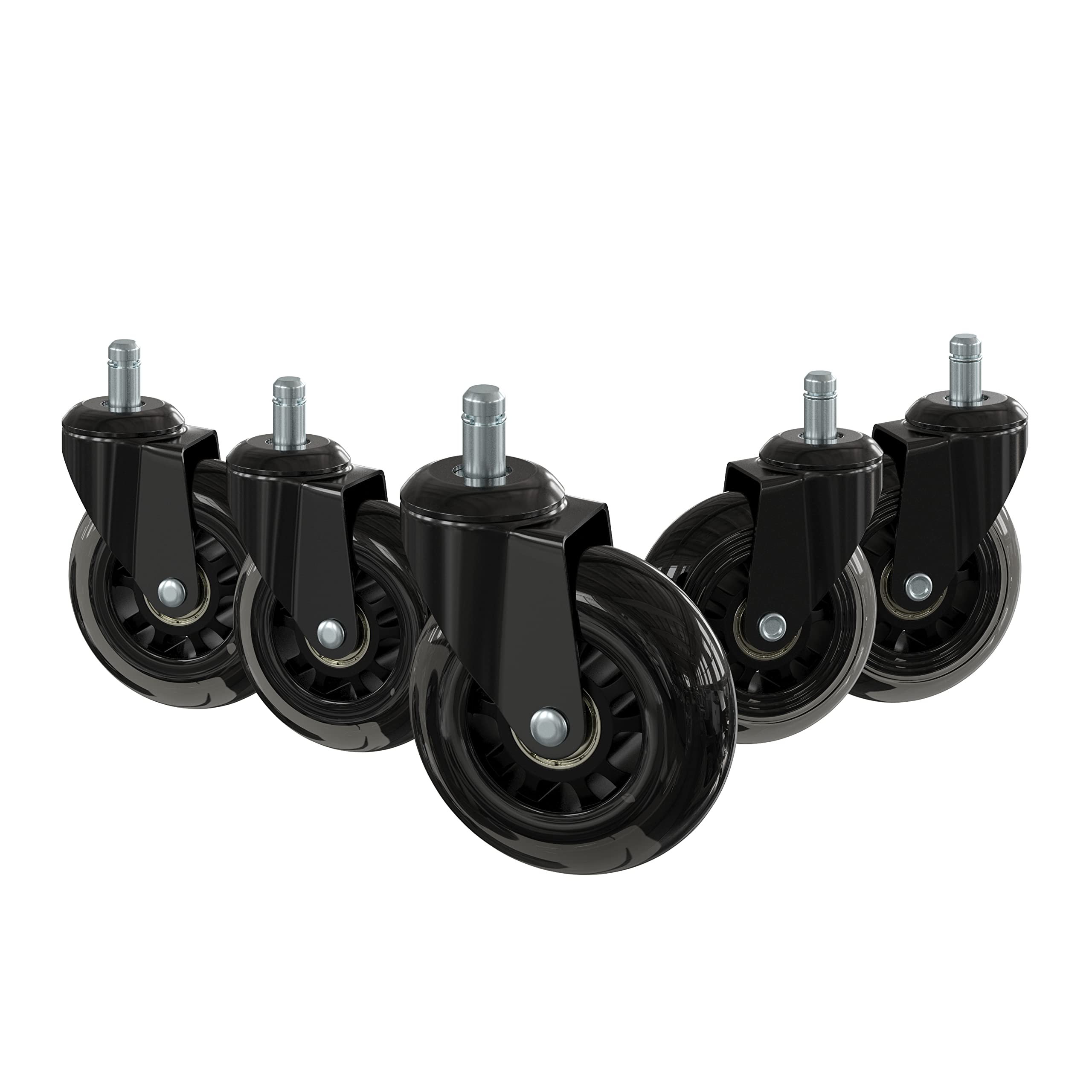 Flash Furniture Waylon Set of 5 Transparent Polyurethane Replacement Wheels for Gaming, Business, and Home Office Chairs - Suita