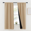NICETOWN Biscotti Beige 100% Blackout Lined Curtains, 2 Thick Layers Completely Blackout Rod Pocket Thermal Insulated Drapes for