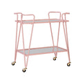Linon Gina Pink Mid-Century Bar Cart with Mirrored Shelves and Locking Wheels