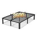 VIPSHOW 18 Inch Full Size Bed Frame, 3500Lbs Heavy Duty Metal Platform with Round Corner Legs Mattress Slide Stopper, Steel Slat
