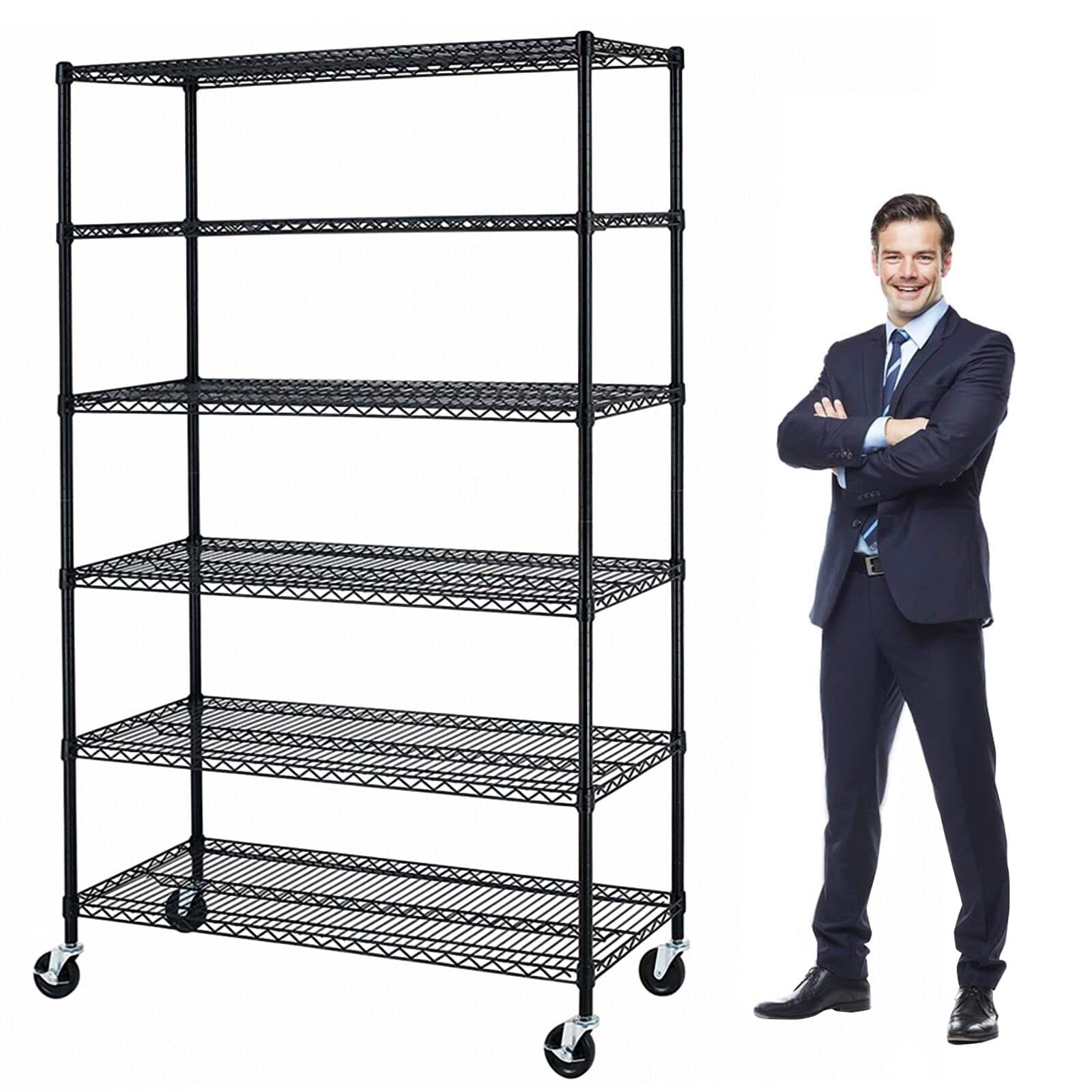 YYkokocat 6000Lbs Capacity Heavy Duty Storage Shelves Commercial Wire Shelving Unit and Storage Adjustable NSF 6 Tier Metal Rack