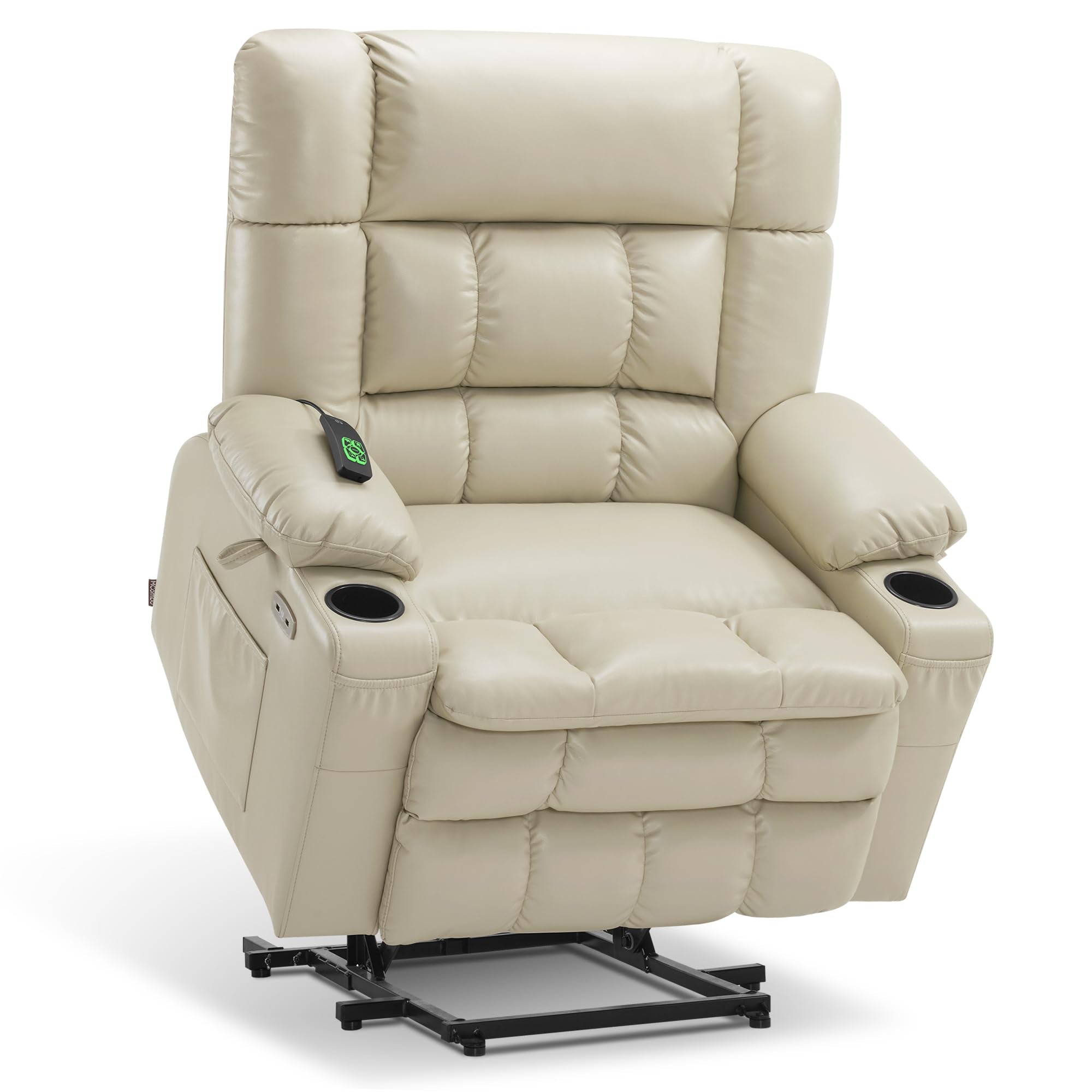 MCombo Small Dual Motor Power Lift Recliner Chair Sofa with Massage and Heat for Elderly People, Infinite Position, USB Ports, F