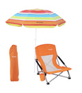 WGOS Low Beach Chair Beachs for Adults Beach Chair with Umbrella Folding Chair Detachable SPF 50+ Umbrella, Armrests, Cup Holder