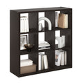 Furinno Cubicle Open Back Decorative Cube Storage Organizer, 9-Cube, Black Dark Oak