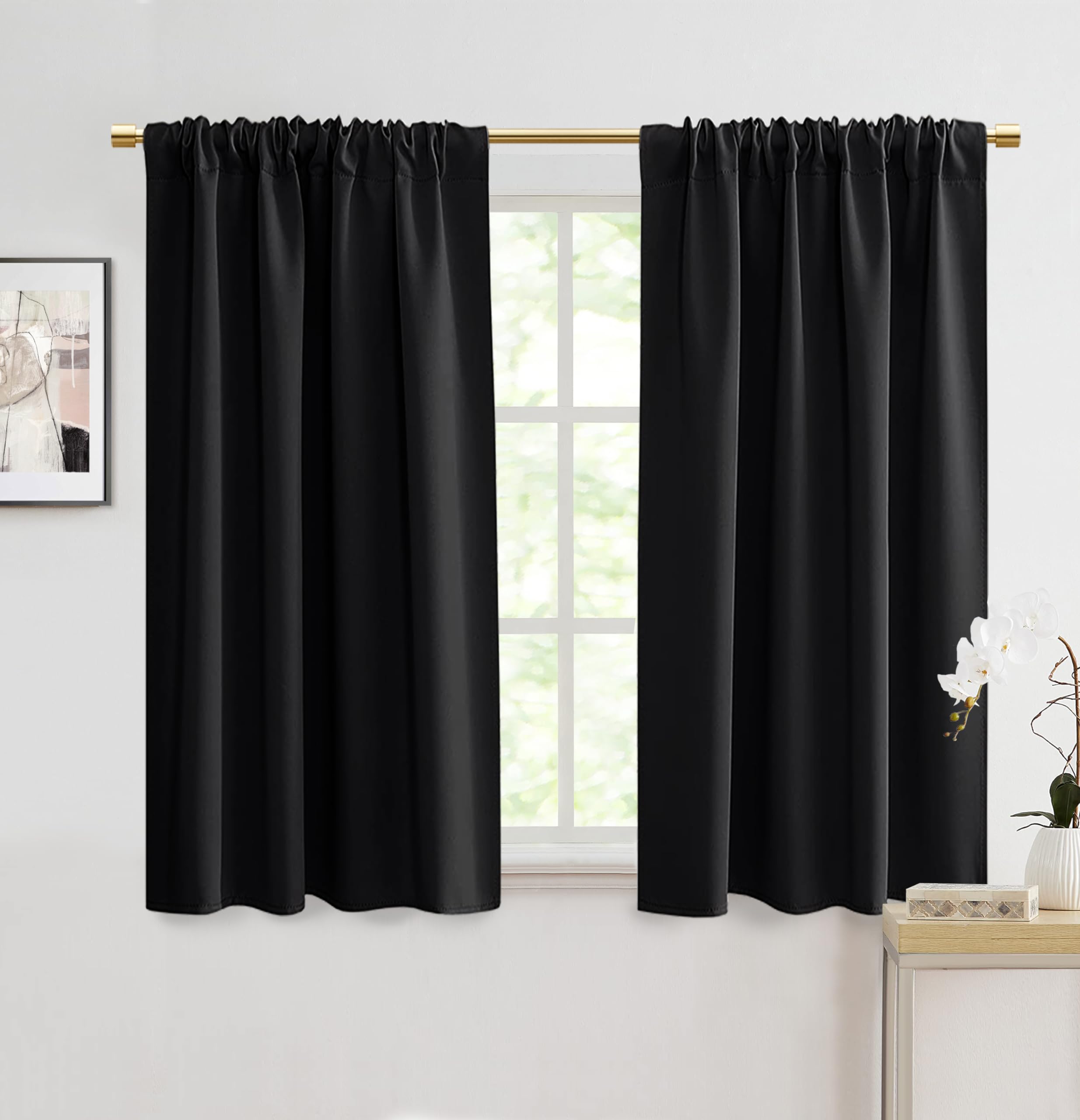 PANELSBURG Blackout Thermal Insulated Short Length Small Window Curtain Panels for Bedroom,52 x 48 Inch Long 2 Pack
