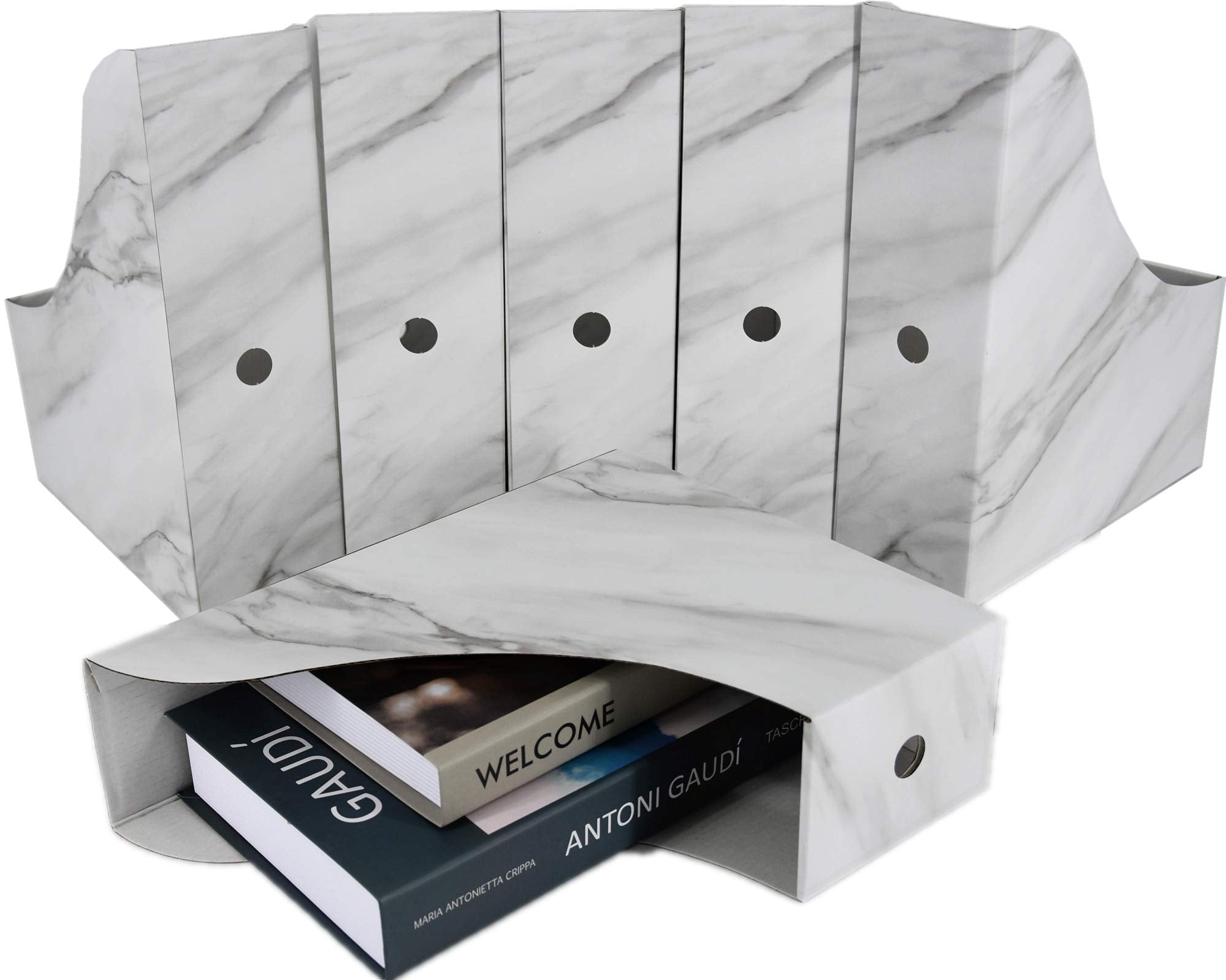 HUAPRINT Magazine Holder(6 Pack, Marbling Gray) Cardboard Magazine File Holder-Folder Holder,Magazine Organizer,Document Organiz