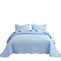 MarCielo 3-Piece 100% Cotton Oversized Bedspread Set Coverlet Set Lightweight Quilt Set Embroidery Farmhouse Bedding Set (Light 