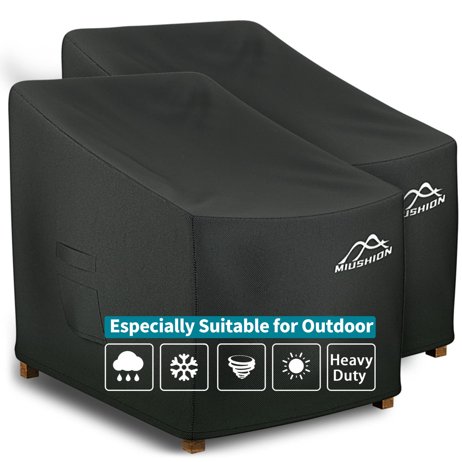 Miushion 2 Pack Patio Chair Covers, 40 W x 40 D x 36 H Heavy Duty 600D Outdoor Deep Seat Lounge Club Chair Cover, Waterproof UV 