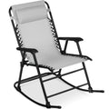 Best Choice Products Outdoor Folding Rocking Chair, Zero Gravity Lounge Chair, Patio Rocker w/Headrest Pillow - Ice Gray