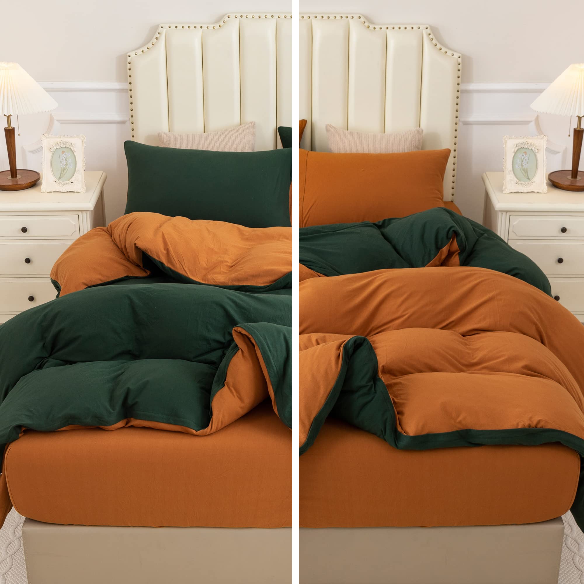 PURE ERA Jersey Knit Duvet Cover Set 100% T-Shirt Cotton Super Soft Comfy 3pc Bedding Set with Zipper Closure (Solid Forest Gree