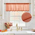 MIULEE Burnt Orange Sheer Valance Linen Textured Look Half Window Curtain, Farmhouse Small Drape for Kitchen Cafe Living Room Ro