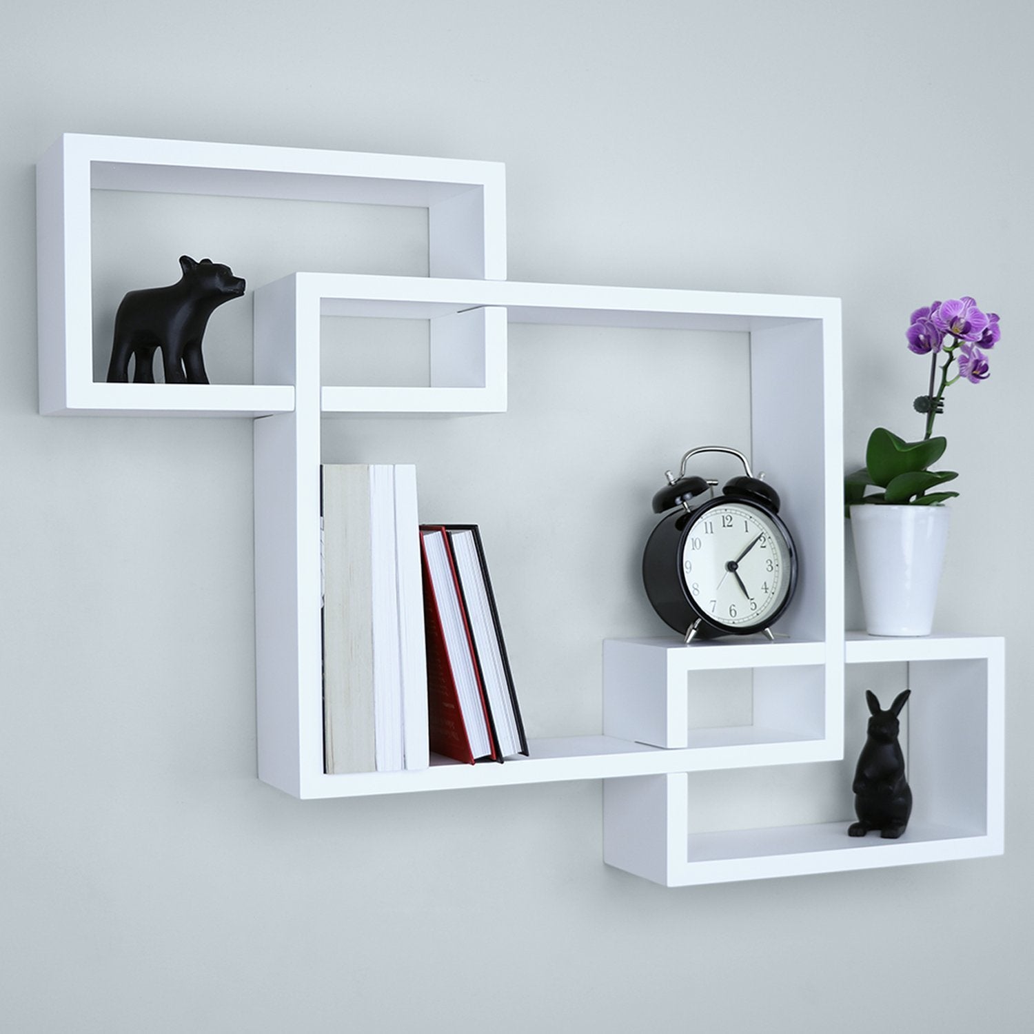 Ballucci Cube Floating Shelves, 3 Square Interlocking Decorative Wall Shelf, Geometric Box Shelves for Living Room, Bedroom, Bat