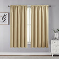 CUCRAF Beige Blackout Curtains 54 inch Length 2 Panels Set, Rod Pocket Room Darkening Drapes for Bedroom Living Room, Insulated 