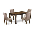 East West Furniture CNFL5-77-16 5 Piece Dining Table Set for 4 Includes a Rectangle Rustic Wood Dinner Table and 4 Dark Khaki Li