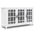 SIMPLIHOME Connaught Solid Wood 60 inch Wide Traditional Wide Storage Cabinet Buffet in White for The Living Room, Entryway and 