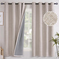 YoungsTex Linen Blackout Curtains 63 Inch Length, Grommet Darkening Bedroom Curtains Burlap Linen Window Drapes Thermal Insulate