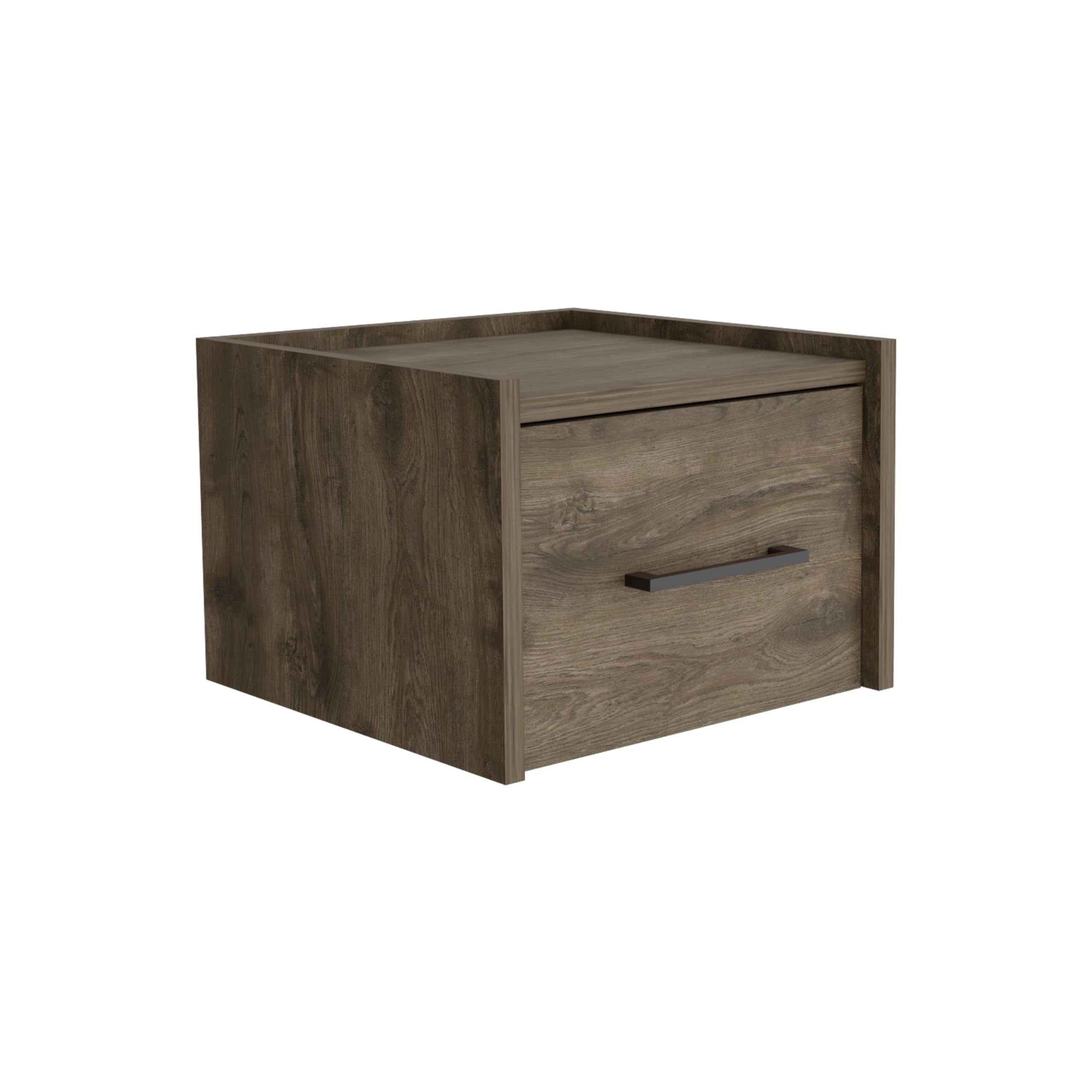 Tuhome Boa Floating Nightstand, Wall-Mounted Single Drawer Design with Handle- Dark Brown