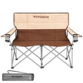 VIVOSUN Double Camping Chair, Fully Padded Folding Loveseat, Portable Oversized Duo Chair with Storage Cup Holders, Height-Adjus