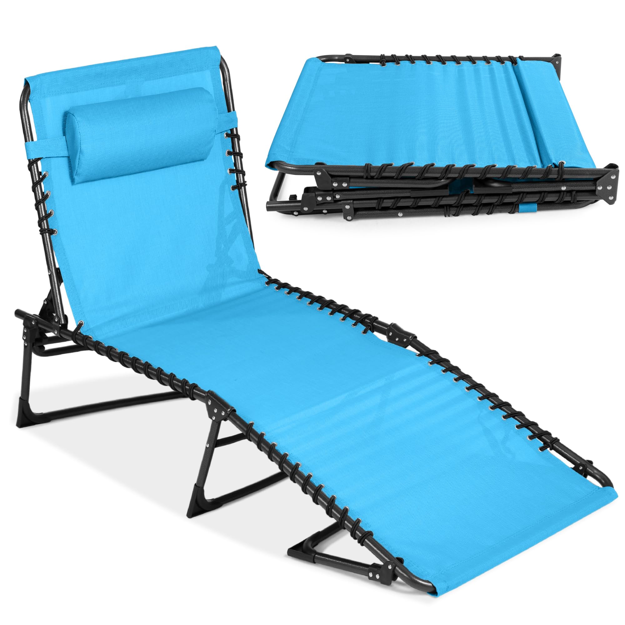 Best Choice Products Patio Chaise Lounge Chair, Portable Outdoor Folding Recliner for Lawn, w/ 8 Positions, Handles, 300lb Capac