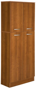South Shore, Morgan Cherry 4-Door Storage Pantry with Adjustable Shelves