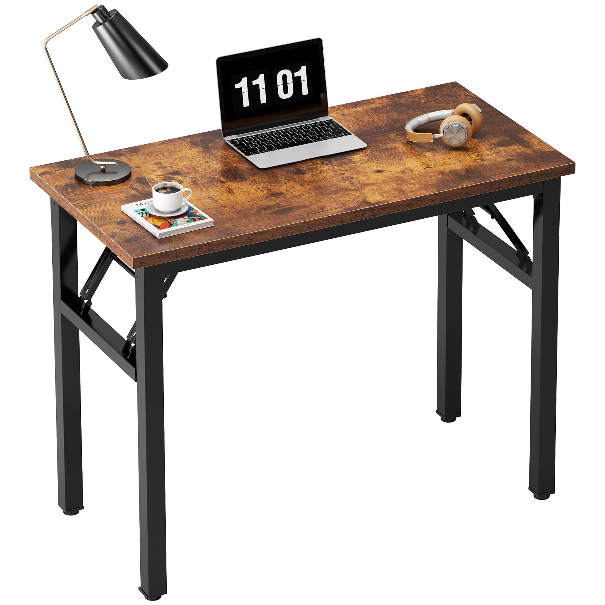 Need Small Computer Desk 31.5 inches Folding Table No Assembly Sturdy Small Writing Desk Folding Desk for Small Spaces, Rustic B