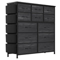 12 Dresser for Bedroom, Chest of Drawers for Bedroom with Side Pockets and Hooks, Fabric Storage Dresser, Sturdy Steel Frame, Wo