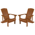 Flash Furniture Charlestown Poly Resin Adirondack Chair - Teak - All Weather - Indoor/Outdoor - Set of 2